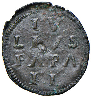 obverse: Ancona. Giulio II (1503-1513). Picciolo MI gr. 0,62. Muntoni 76. Berman 596. Dubbini-Mancinelli pag. 101. MIR 605/1 (zecca della Marca anconitana: Macerata o Ancona). Villoresi 175a. Raro. BB