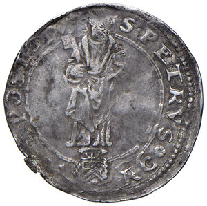 reverse: Ancona. Leone X (1513-1521). Mezzo giulio AG gr. 1,80. Muntoni 81. Berman 676. Dubbini-Mancinelli pag. 109 (5° tipo). MIR 683/2 (zecca della Marca anconitana: Macerata o Ancona). Villoresi 213b. Raro. q.BB