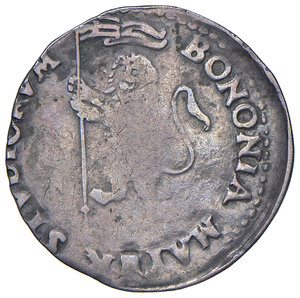 reverse: Bologna. Paolo IV (1555-1559). Gabella 1555-1557 AG gr. 1,95. Muntoni 54. Berman 1051. Chimienti 344. MIR 1329/1. Molto rara. q.BB