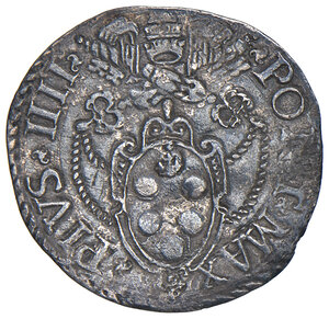 obverse: Roma. Pio IV (1559-1565). Grosso AG gr. 1,27. Muntoni 40. Berman 1068. MIR 1057/2. Raro. q.BB