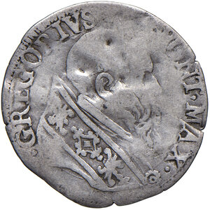 obverse: Roma. Gregorio XIII (1572-1585). Grosso AG gr. 1,45. Muntoni 148. Berman 1192. MIR 1143/1. Estremamente raro. MB
