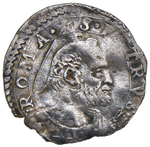 reverse: Roma. Clemente VIII (1592-1605). Mezzo grosso AG gr. 0,88. Muntoni 65. Berman 1465. MIR 1452/3. Ondulazioni del tondello, q.BB