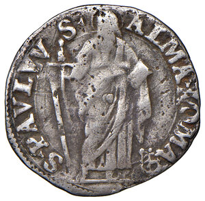 reverse: Roma. Paolo V (1605-1621). Grosso anno XIV AG gr. 1,34. Muntoni 106. Berman 1572. MIR 1562/1. Raro. q.BB
