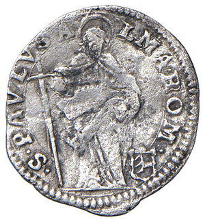 reverse: Roma. Paolo V (1605-1621). Mezzo grosso AG gr. 0,51. Muntoni 117. Berman 1576. MIR 1564/2. q.BB