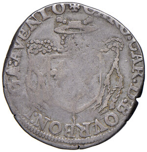 reverse: Gregorio XIII (1572-1585). Avignone. Testone 1575 (Card. Legato Carlo di Borbone, 1565-1590) AG 9,11. Muntoni 339. Berman 1294. MIR 1239/2. Ex asta Nomisma 30/2005, 1073. Molto raro. q.BB