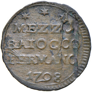 reverse: Fermo. Pio VI (1775-1799). Mezzo baiocco 1798 anno XXIII CU gr. 2,85. Tipo con FERMANO al rov. Muntoni 325. Berman 3097. MIR 2912/1. Raro. BB