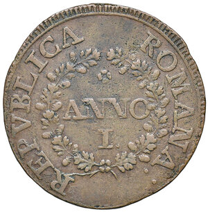 obverse: Fermo. Repubblica Romana (1798-1799). Da 2 baiocchi 1798 anno I CU gr. 12,01. Pagani 33b var. Muntoni –. Bruni 20 var. 3. MIR –. Molto rara. BB