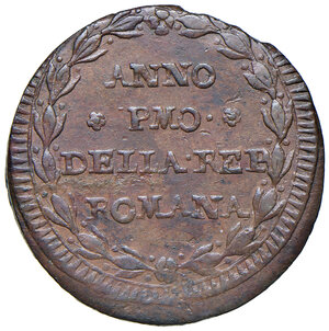 obverse: Fermo. Repubblica Romana (1798-1799). Mezzo baiocco anno I CU gr. 6,01. Pagani 59. Muntoni 55. Bruni 37. MIR 2924/1. Rarissimo. q.SPL