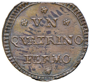 reverse: Fermo. Repubblica Romana (1798-1799). Quattrino CU gr. 1,98. Pagani 63. Muntoni 57. Bruni 40. MIR 2926/1. Ex asta Raffaele Negrini 31/2010, 1285. Rarissimo. Migliore di BB