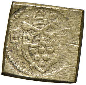 obverse: Attribuito a Clemente VII (1523-1534). Peso monetale del doppio ducato AE gr. 6,84. Mazza –. Ex asta Centauro 6/2010, 958. Raro. Buon BB