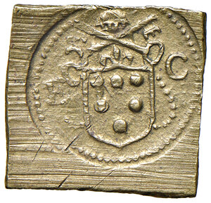 obverse: Epoca di Alessandro VII (1655-1667). Con stemma di Clemente VII. Peso monetale dello zecchino o ongaro 1649/1652 AE gr. 3,47. Mazza 6 var. q.SPL