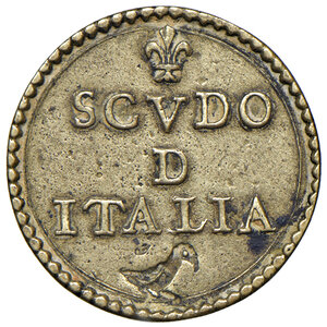 reverse: Innocenzo X (1644-1655). Peso monetale dello scudo d oro AE gr. 3,25. Mazza 98. Ex asta Centauro 1/2006, 260. Raro. Migliore di BB
