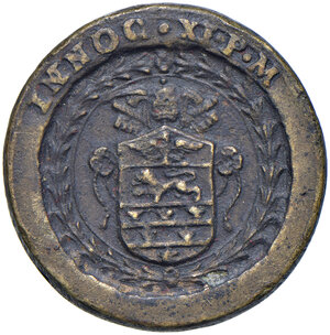 obverse: Innocenzo XI (1676-1689). Peso monetale del 4 scudi d oro AE gr. 13,17. Mazza 235 H. Raro. Buon BB