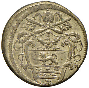 obverse: Innocenzo XI (1676-1689). Peso monetale del testone AE gr. 8,87. Mazza 273. Raro. SPL