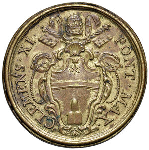 obverse: Clemente XI (1700-1721). Peso monetale dell 8 scudi d oro AE gr. 26,30. Mazza 348 P. Raro. Migliore di BB