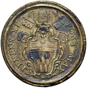 obverse: Clemente XI (1700-1721). Peso monetale dell 8 scudi d oro AE gr. 26,31. Mazza 348 P. Raro. Migliore di BB