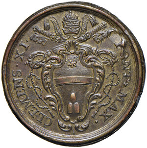 obverse: Clemente XI (1700-1721). Peso monetale del 4 scudi d oro AE gr. 13,42. Mazza 357 P. Raro. q.SPL