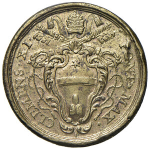 obverse: Clemente XI (1700-1721). Peso monetale del 4 scudi d oro AE gr. 13,07. Mazza 368 P. Raro. q.SPL