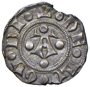 obverse: Gubbio. Federico di Montefeltro (1444-1482). Bolognino AG gr. 0,94. CNI 1. Cavicchi 7. Piccola mancanza del tondello, altrimenti migliore di BB