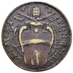 obverse: Clemente XI (1700-1721). Peso monetale dello scudo d oro AE gr. 3,22. Mazza 405 O. Raro. BB