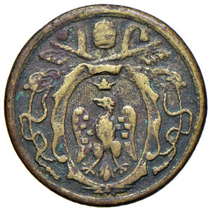 obverse: Innocenzo XIII (1721-1724). Peso monetale dello scudo d oro AE gr. 2,90. Mazza 477 S. Molto raro. BB