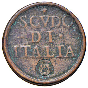 reverse: Innocenzo XIII (1721-1724). Peso monetale dello scudo d oro AE gr. 2,90. Mazza 477 S. Molto raro. BB