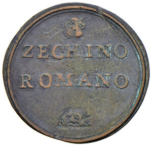 reverse: Benedetto XIII (1724-1730). Peso monetale dello zecchino romano AE gr. 3,22. Mazza 495 W. Raro. BB