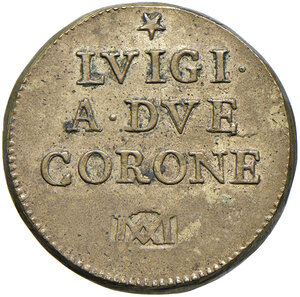 reverse: Clemente XII (1730-1740). Peso monetale del luigi di Francia AE gr. 7,58. Mazza 524 X. Ex asta per corrispondenza Raffaele Negrini 10/2003, 2323. Molto raro. Buon BB