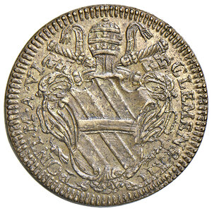 obverse: Clemente XII (1730-1740). Peso monetale della doppia nuova di Savoia AE gr. 9,02. Mazza –. Molto raro. q.SPL