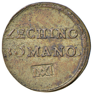 reverse: Benedetto XIV (1740-1758). Peso monetale dello zecchino romano AE gr. 3,42. Mazza 558 X. Buon BB