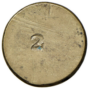 reverse: Pio VI (1775-1799). Peso monetale del doppio zecchino romano AE gr. 6,85. Mazza 594. Ex asta Artemide 5 maggio 2005, 1630. Raro. SPL