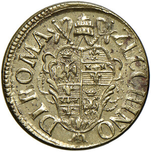 obverse: Pio VI (1775-1799). Peso monetale dello zecchino romano AE gr. 3,40. Mazza 627. q.SPL