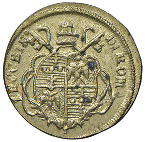 obverse: Pio VI (1775-1799). Peso monetale dello zecchino romano AE gr. 3,44. Mazza 634 var. q.SPL