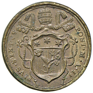 obverse: Pio VI (1775-1799). Peso monetale del 2 doppie da 60 paoli 1776 anno II AE gr. 10,92. Mazza 683. Raro. SPL