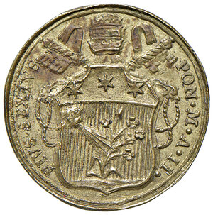 obverse: Pio VI (1775-1799). Peso monetale della doppia da 30 paoli 1776 anno II AE gr. 5,46. Mazza 692. Raro. q.SPL