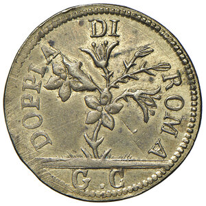 obverse: Pio VI (1775-1799). Peso monetale della doppia romana (sigle G-C) AE gr. 5,47. Mazza 735. Raro. q.SPL