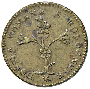 obverse: Pio VI (1775-1799). Peso monetale del 2 doppie romano e bolognese AE gr. 10,96. Mazza –. Raro. q.SPL