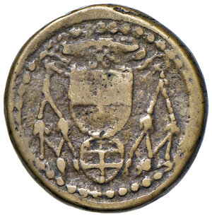 obverse: Pesi monetali bolognesi. Card. Girolamo Lomellini legato (1652-1658). Peso della quadrupla AE gr. 12,95. Mazza 102. Raro. BB