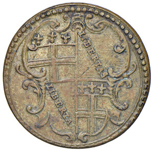 obverse: Pesi monetali bolognesi. Pio VI (1775-1799). Peso monetale della doppia romana e bolognese da 30 paoli AE gr. 5,42. Mazza 694. Raro. BB