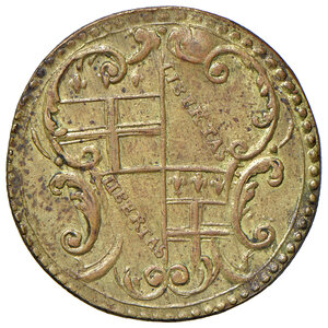 obverse: Pesi monetali bolognesi. Pio VI (1775-1799). Peso monetale della doppia romana e bolognese AE gr. 5,43. Mazza 697. Raro. q.SPL
