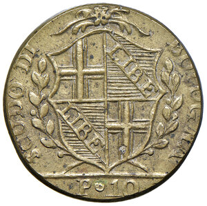 obverse: Pesi monetali bolognesi. Governo popolare (1796-1797). Peso del mezzo scudo AE gr. 14,51. Mazza 937. Molto raro. Buon BB