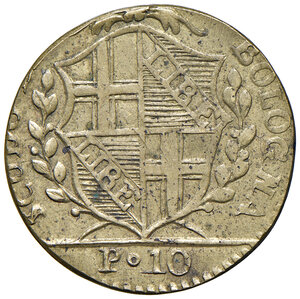 obverse: Pesi monetali bolognesi. Governo popolare (1796-1797). Peso del mezzo scudo AE gr. 14,50. Mazza 937. Molto raro. Buon BB