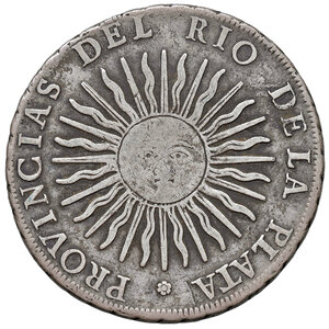 reverse: Argentina. Provincia di Rio de la Plata. Da 8 reales 1813-J AG. KM 5. q.BB