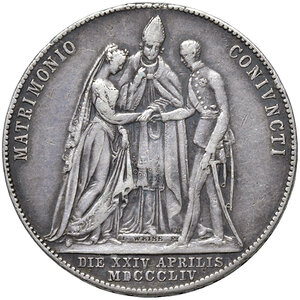 reverse: Austria. Francesco Giuseppe I d Asburgo-Lorena (1848-1916). Gulden 1854 AG. Fruwald 1908. Buon BB