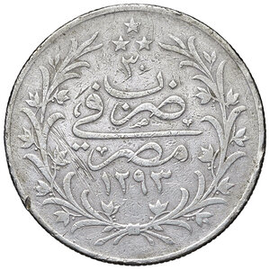 reverse: Egitto. Impero Ottomano. Abdul Hamid II (1876-1909). Qirsh anno 33 (AH1293) AG. KM 292. Buon BB
