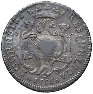 obverse: Lucca. Repubblica sec. XVIII. Monete con data. Scudo 1756 AG gr. 29,11. MIR 237/16. Patina di medagliere, BB