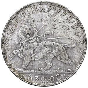 reverse: Etiopia. Menelik II (1889-1913). Birr 1899/1892 (Parigi) AG. KM 19. BB