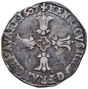 obverse: Francia. Enrico IV (1589-1610). Quarto di scudo 1607 AG gr. 9,46. Duplessy 1328. BB