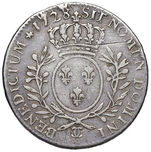 obv: Francia. Luigi XV (1715-1774). Mezzo scudo 1728-CC (Besançon) AG gr. 14,64. Gadoury 313. q.BB