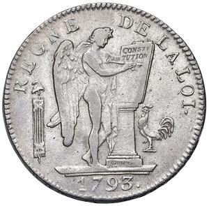 reverse: Francia. Prima Repubblica (1792-1804). Scudo da 6 lire 1793-A (Parigi) AG gr. 29,27. Gadoury 58. Davenport 1336. BB